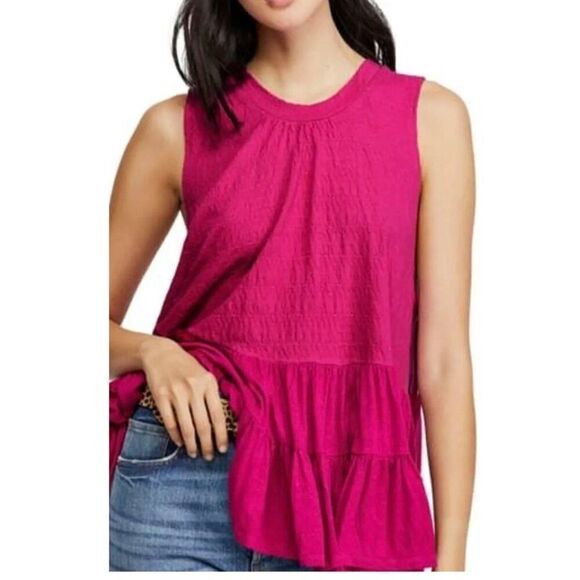 Free People Right On Time Flared Jungle Flower Oversized Tank Top Size Small - Picture 3 of 16